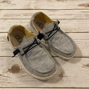 Hey Dude Wendy White and Blue Chambray Shoes Size 6